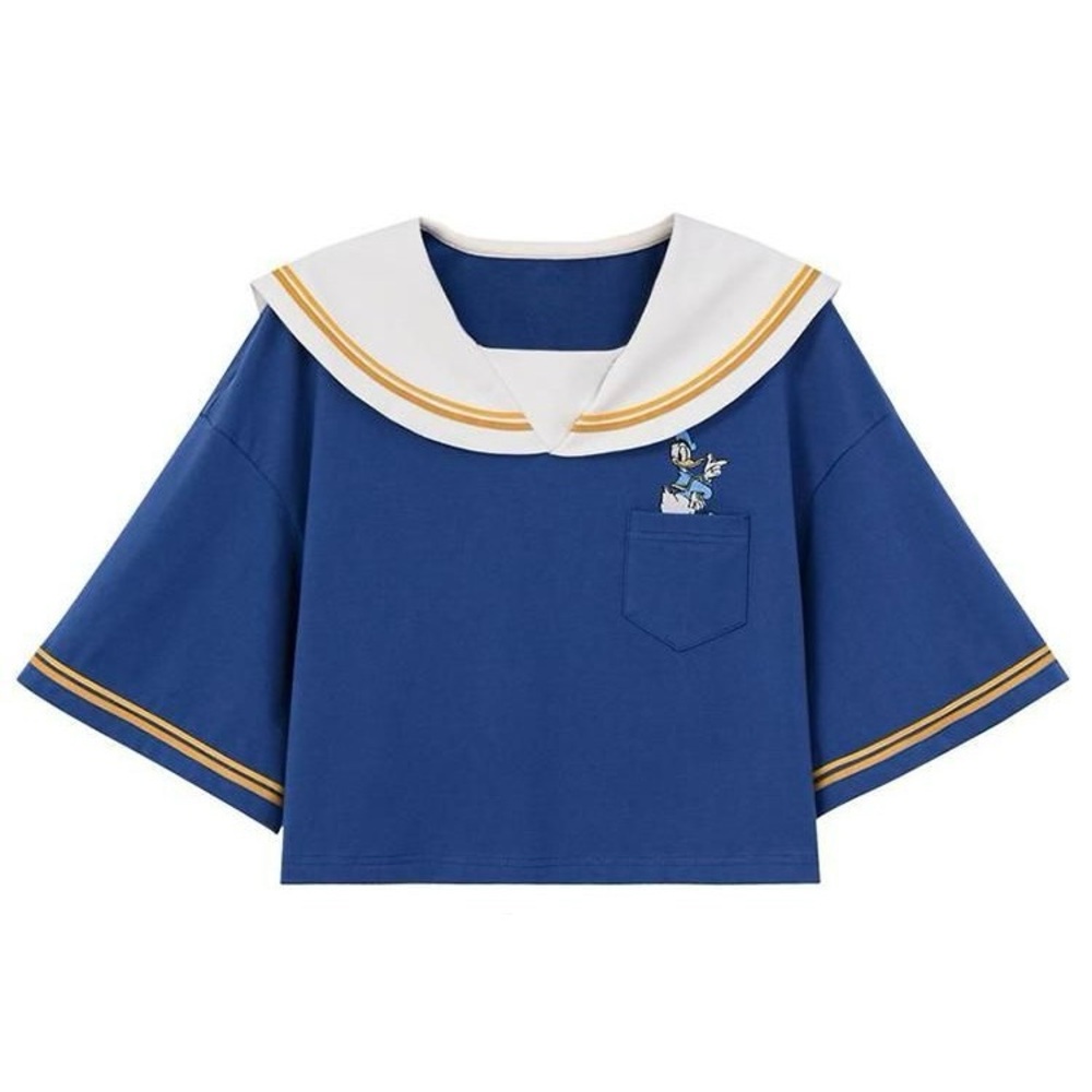 Donald Duck Sailor Collar Crop Top